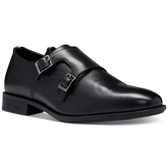 New Hugo Boss Men\'s Colby Double-Buckle Monk Strap Dress Casual Black Shoes 6.5 main image 5